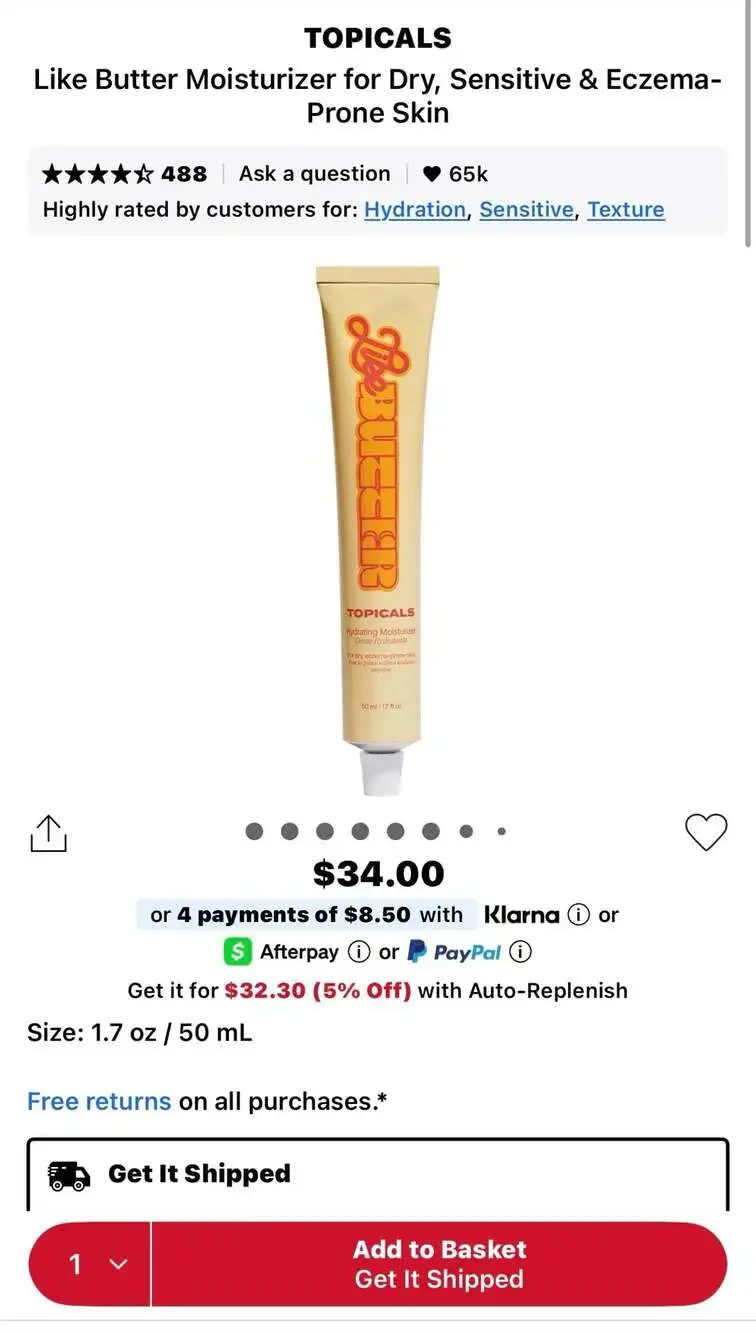 Topicals Like Butter Hydrating Mask for Dry Sensitive & Eczema Prone Skin(50 ml)